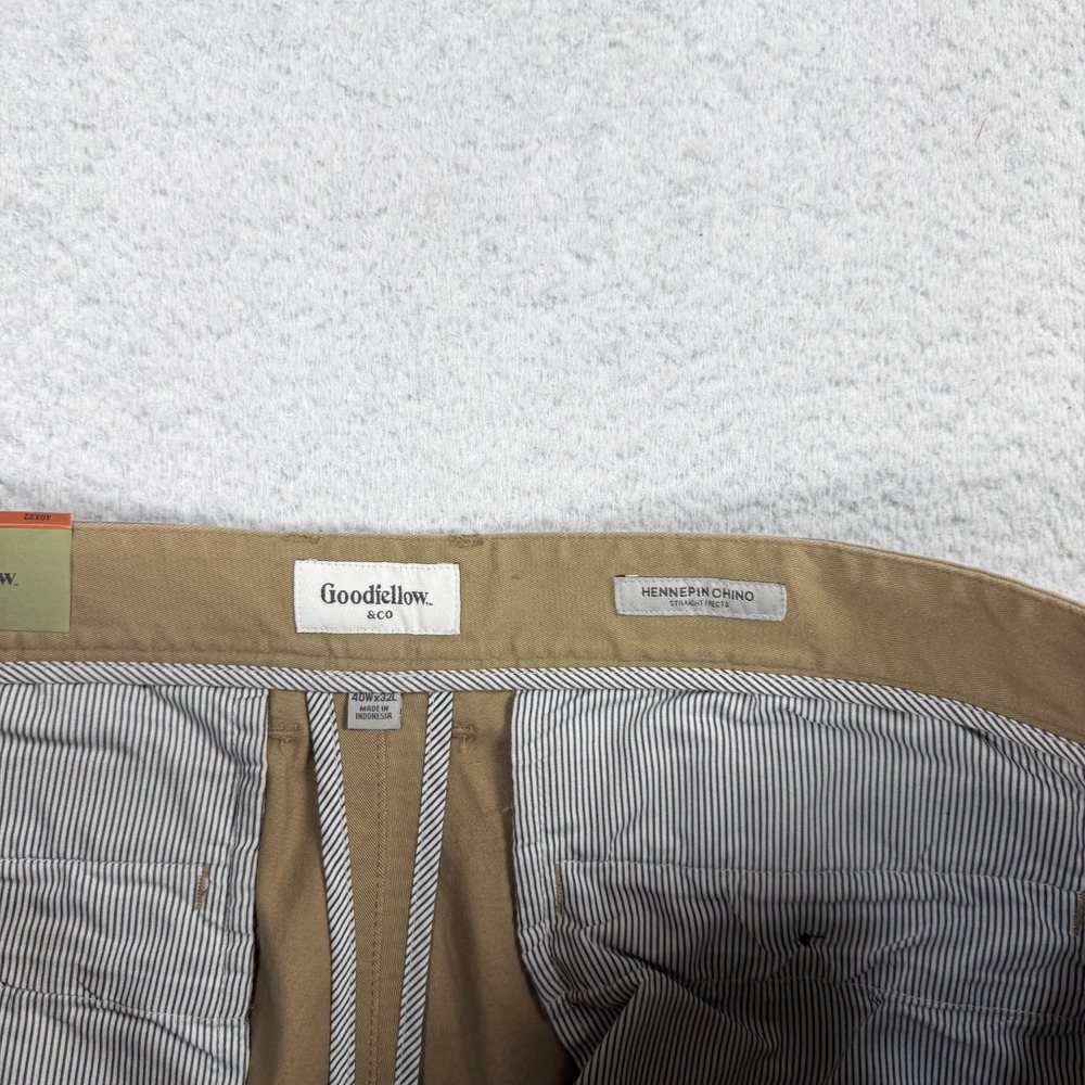 Goodfellow Pants Mens 40x32 (39x31) Hennepin Chino Athletic Khaki Straight NWT - Picture 5 of 11